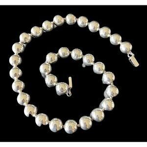 Vintage Taxco Mexico Sterling Silver Ball Bead Art Deco Necklace 40g